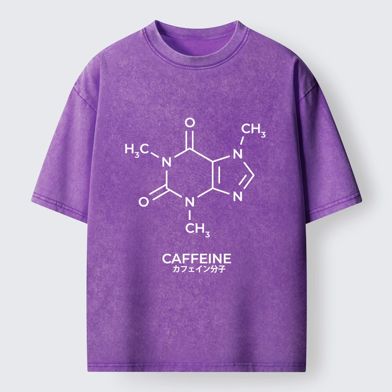 Tokyo-Tiger Caffeine Molecule Structure Washed T-Shirt
