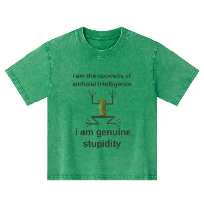 Tokyo-Tiger Genuine Stupidity Frog Meme Kids Washed T-Shirt
