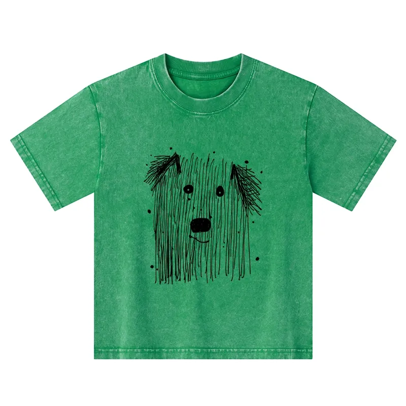 Tokyo-Tiger Fluffy Chaos In Dog Form Kids Washed T-Shirt