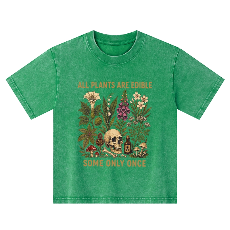 Tokyo-Tiger Edible Plants Some Only Once Joke Kids Washed T-Shirt