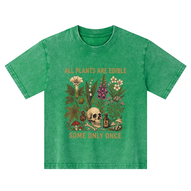 Tokyo-Tiger Edible Plants Some Only Once Joke Kids Washed T-Shirt