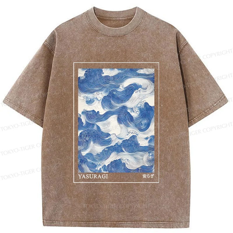 Tokyo-Tiger Japanese Retro Art Wave Washed T-Shirt