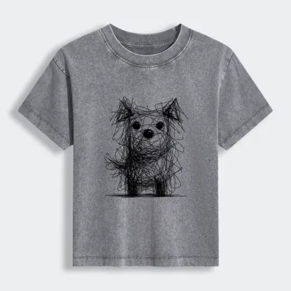 Tokyo-Tiger Scruffy Dog Chaos Art Women's Washed T-shirt