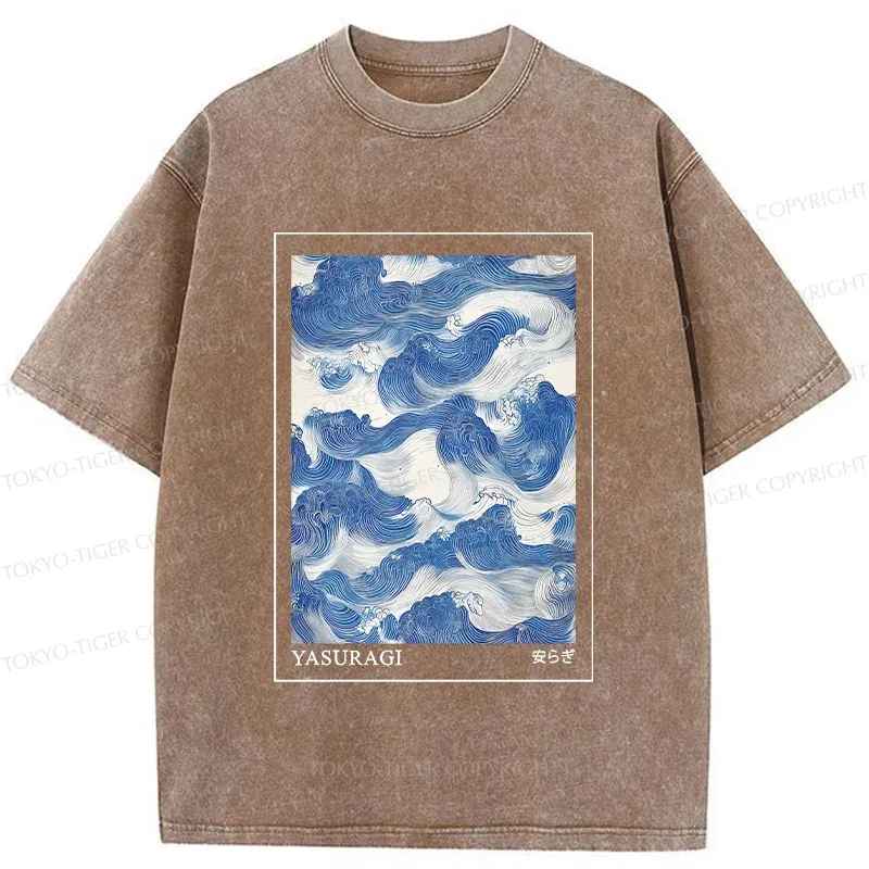 Tokyo-Tiger Japanese Retro Art Wave Washed T-Shirt
