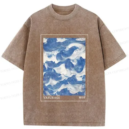 Tokyo-Tiger Japanese Retro Art Wave Washed T-Shirt