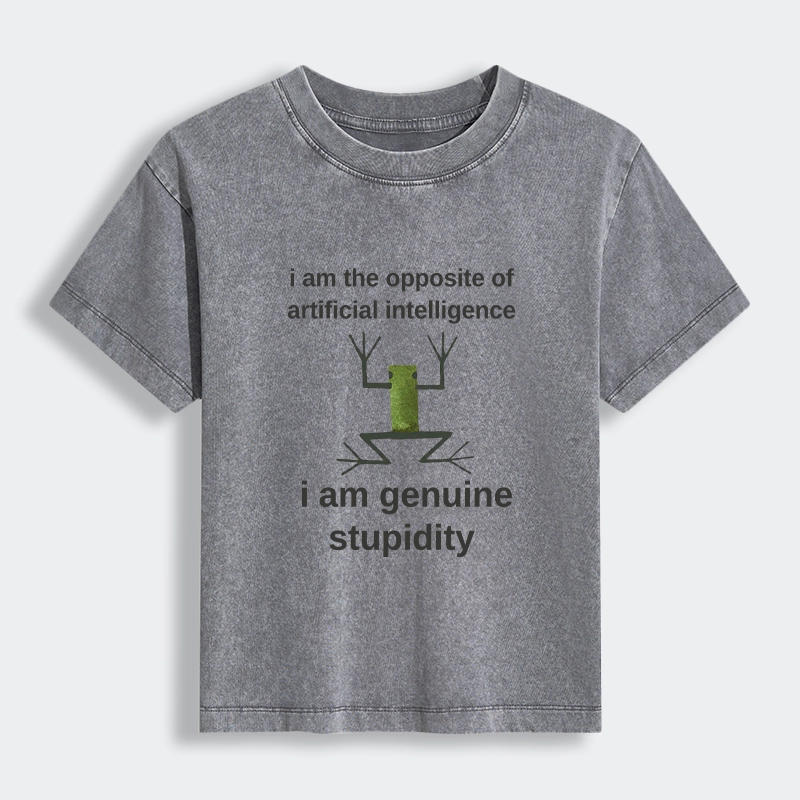 Tokyo-Tiger Genuine Stupidity Frog Meme Women's Washed T-shirt