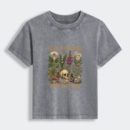 Tokyo-Tiger Edible Plants Some Only Once Joke Women's Washed T-shirt