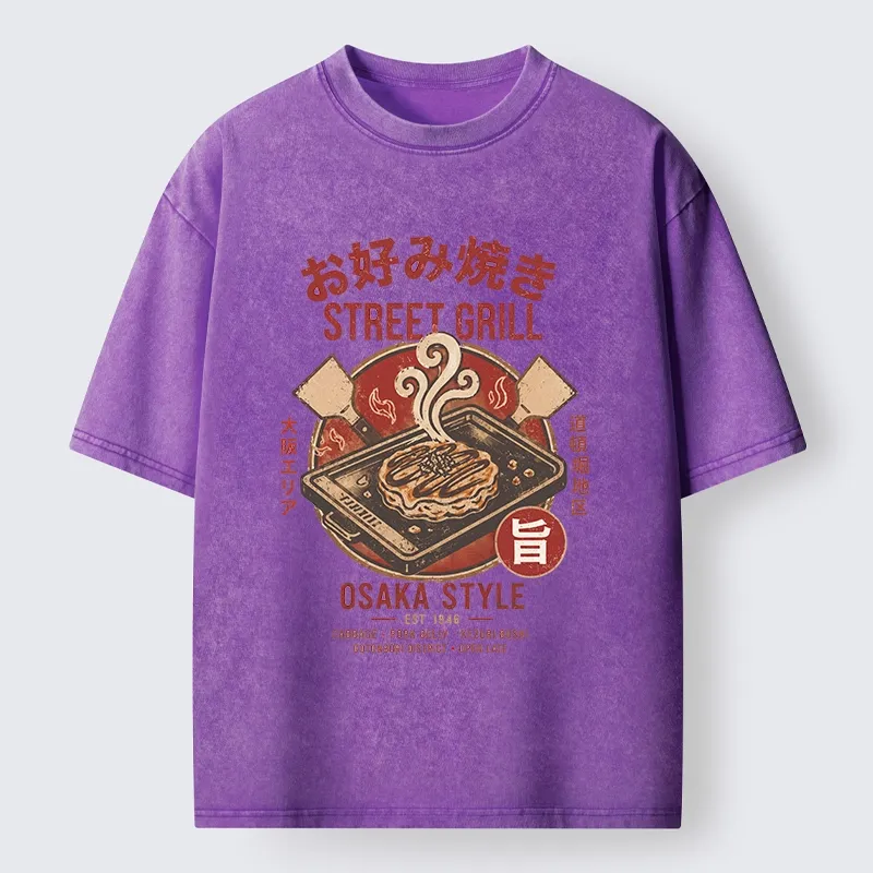 Tokyo-Tiger Classic Japanese Savory Pancake Food Washed T-Shirt