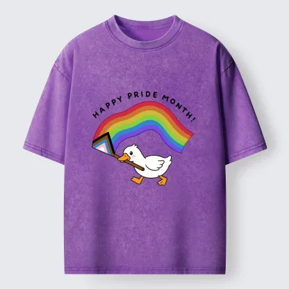 Tokyo-Tiger Funny Meme Duck Waves Pride Flag High Washed T-Shirt