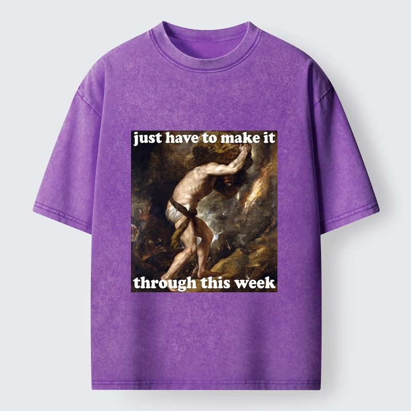 Tokyo-Tiger Sisyphus Struggles Through Busy Week Washed T-Shirt