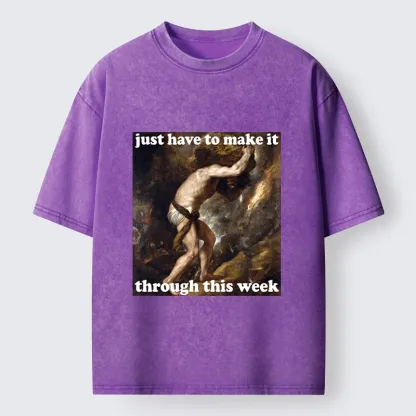 Tokyo-Tiger Sisyphus Struggles Through Busy Week Washed T-Shirt