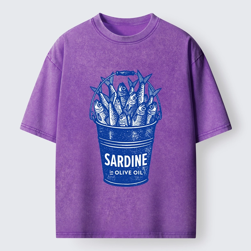 Tokyo-Tiger Vintage Bucket Full Of Fresh Sardines Washed T-Shirt