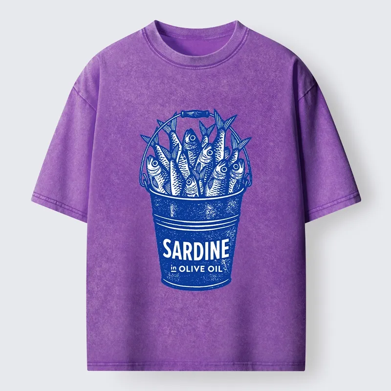 Tokyo-Tiger Vintage Bucket Full Of Fresh Sardines Washed T-Shirt
