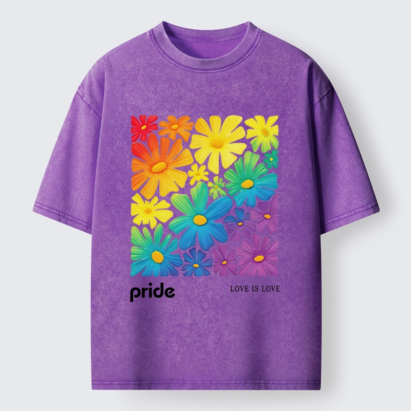 Tokyo-Tiger Colorful Blooms Honor Equal Loving Souls Washed T-Shirt