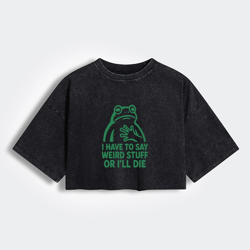 Tokyo-Tiger Weird Frog Funny Meme Women's Washed Crop T-Shirt