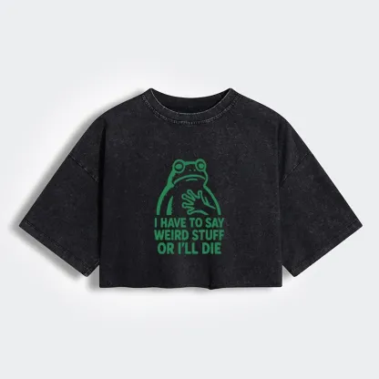 Tokyo-Tiger Weird Frog Funny Meme Women's Washed Crop T-Shirt