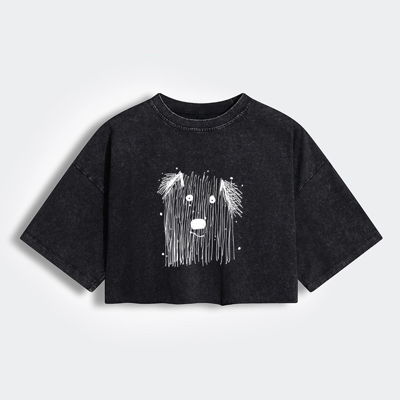 Tokyo-Tiger Fluffy Chaos In Dog Form Women's Washed Crop T-Shirt