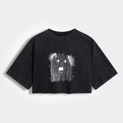 Tokyo-Tiger Fluffy Chaos In Dog Form Women's Washed Crop T-Shirt