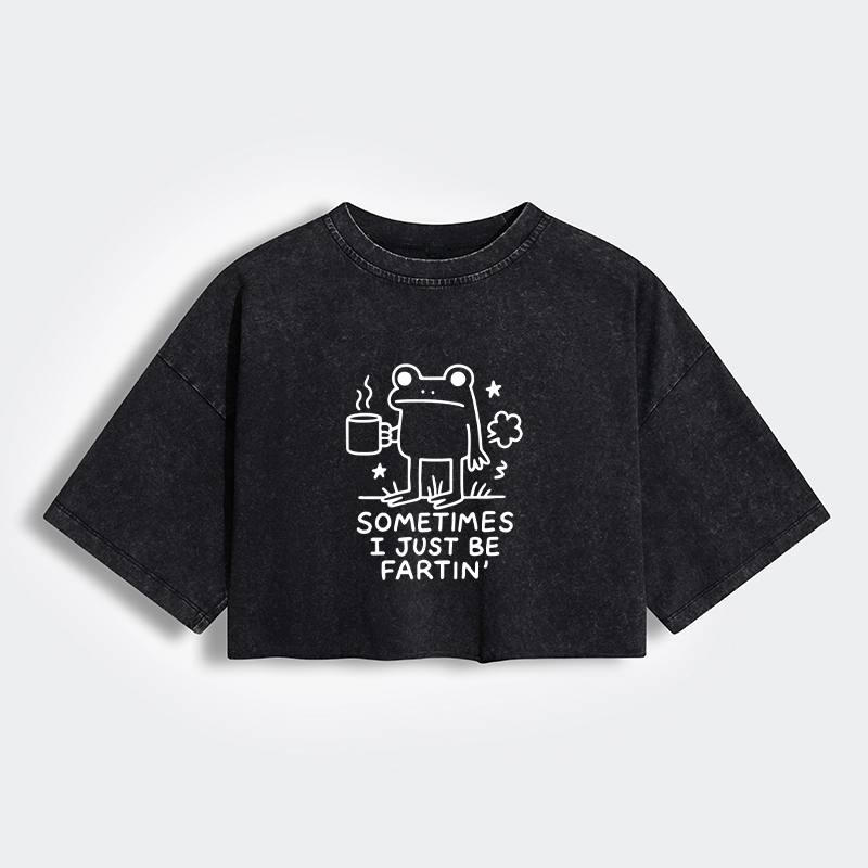 Tokyo-Tiger Sometimes A Frog Just Needs To Fart Women's Washed Crop T-Shirt