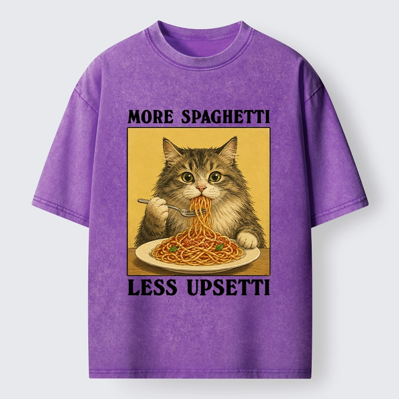 Tokyo-Tiger Cat Loves Eating Pasta Washed T-Shirt