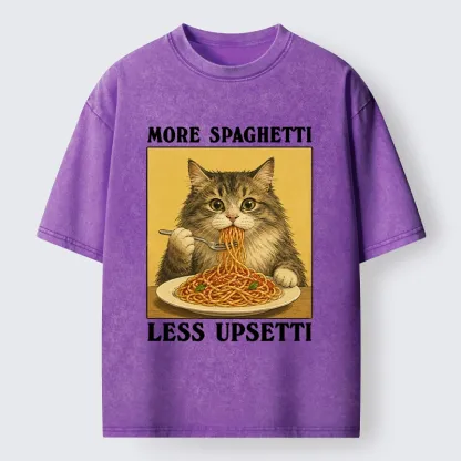 Tokyo-Tiger Cat Loves Eating Pasta Washed T-Shirt