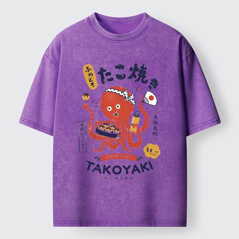 Tokyo-Tiger Cute Octopus Makes Fresh Takoyaki Washed T-Shirt