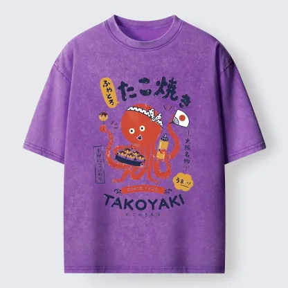 Tokyo-Tiger Cute Octopus Makes Fresh Takoyaki Washed T-Shirt