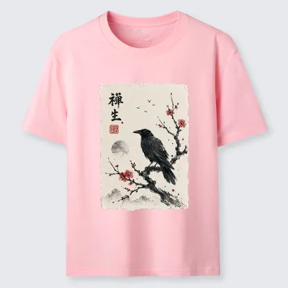 Tokyo-Tiger Zen Crow Resting On Red Plum Branch Classic T-Shirt