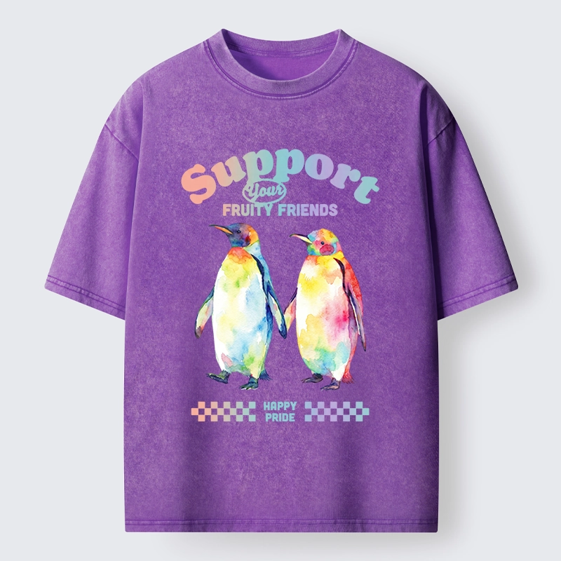 Tokyo-Tiger Funny Pride Penguins Meme Print Washed T-Shirt