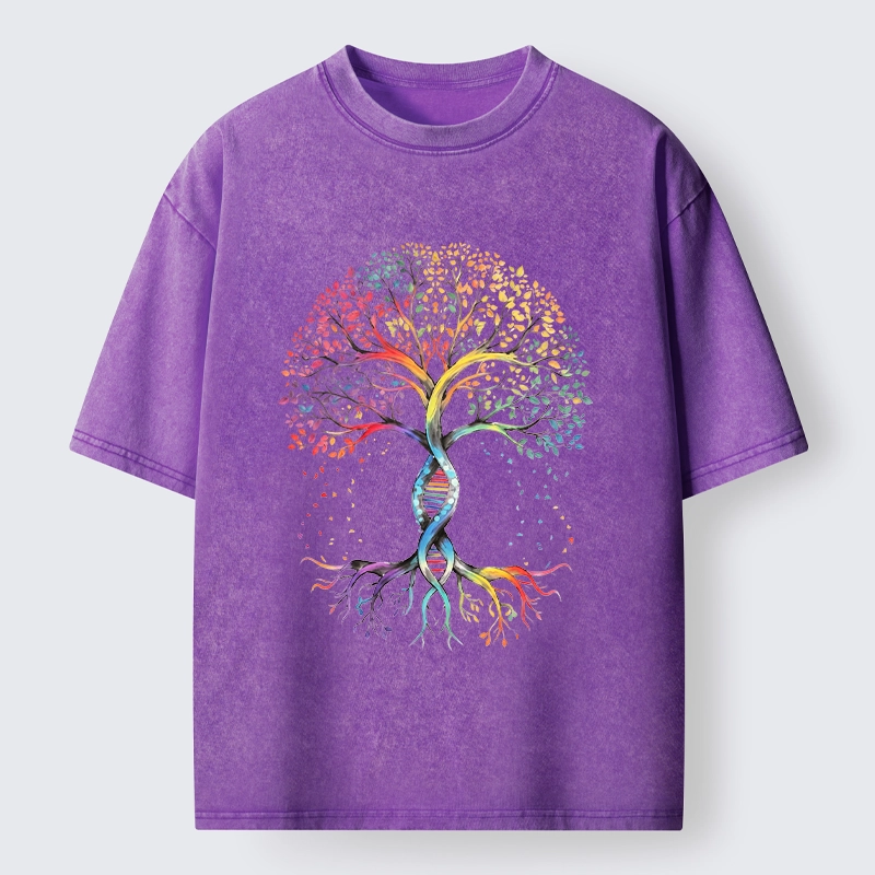 Tokyo-Tiger Watercolor Pride Tree Artwork Washed T-Shirt