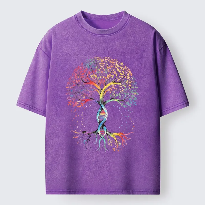Tokyo-Tiger Watercolor Pride Tree Artwork Washed T-Shirt