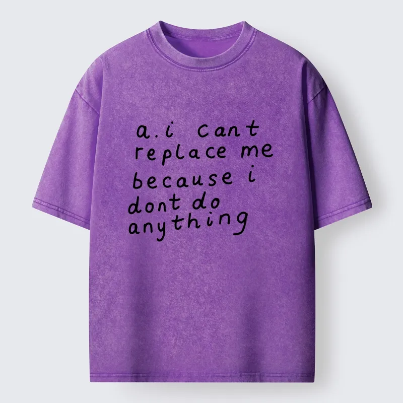 Tokyo-Tiger Funny Lazy Person AI Meme Washed T-Shirt