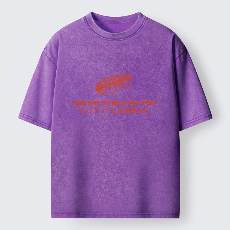 Tokyo-Tiger Vintage Hot Dog Humor Washed T-Shirt