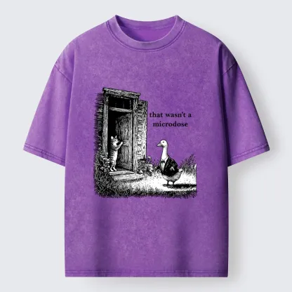 Tokyo-Tiger Funny Cat And Duck Door Joke Washed T-Shirt