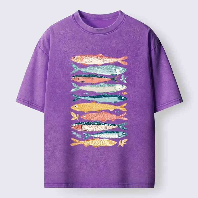 Tokyo-Tiger Beautiful Colorful Fish In The Sea Washed T-Shirt