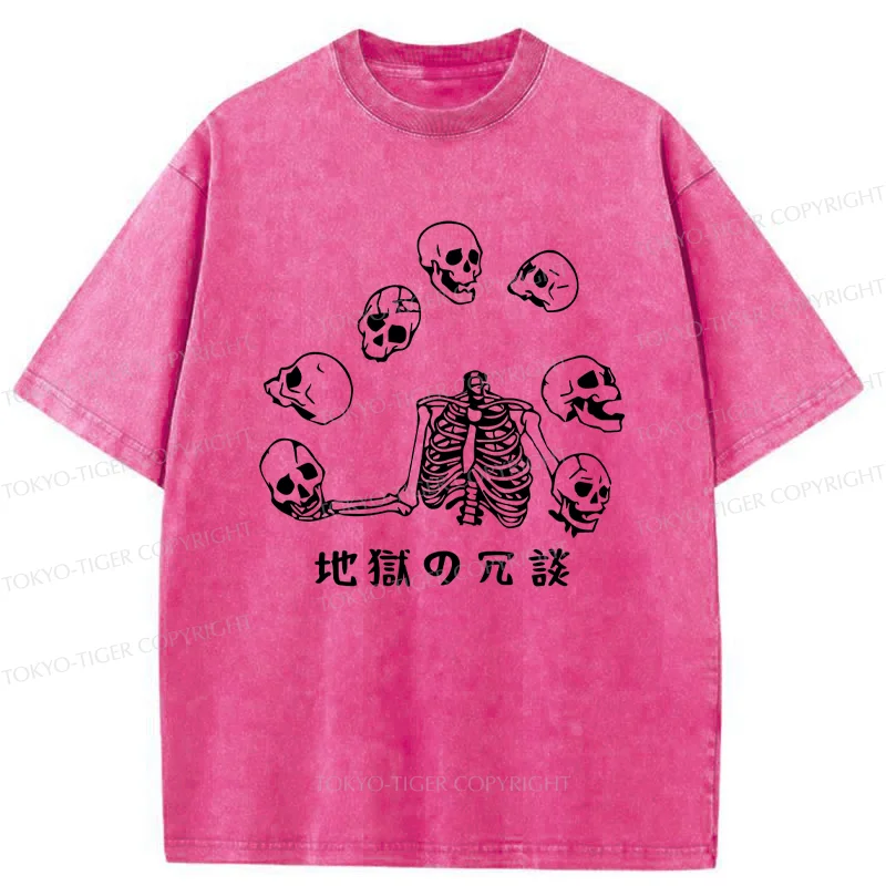 Tokyo-Tiger Skeleton Performing Acrobatics Washed T-Shirt