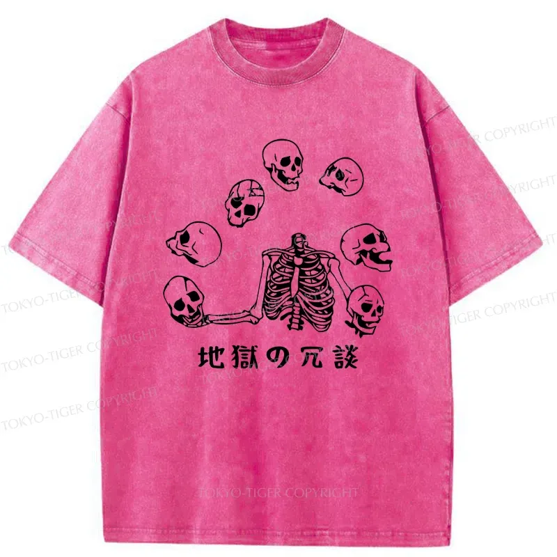 Tokyo-Tiger Skeleton Performing Acrobatics Washed T-Shirt