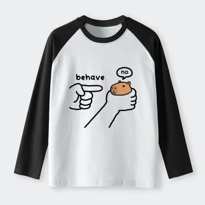 Tokyo-Tiger Dishonest Capybara Raglan Long Sleeve T-shirt
