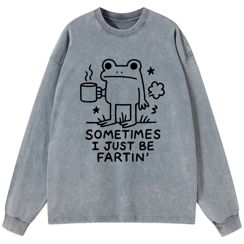 Tokyo-Tiger Sometimes A Frog Just Needs To Fart Washed Long Sleeve T-Shirt
