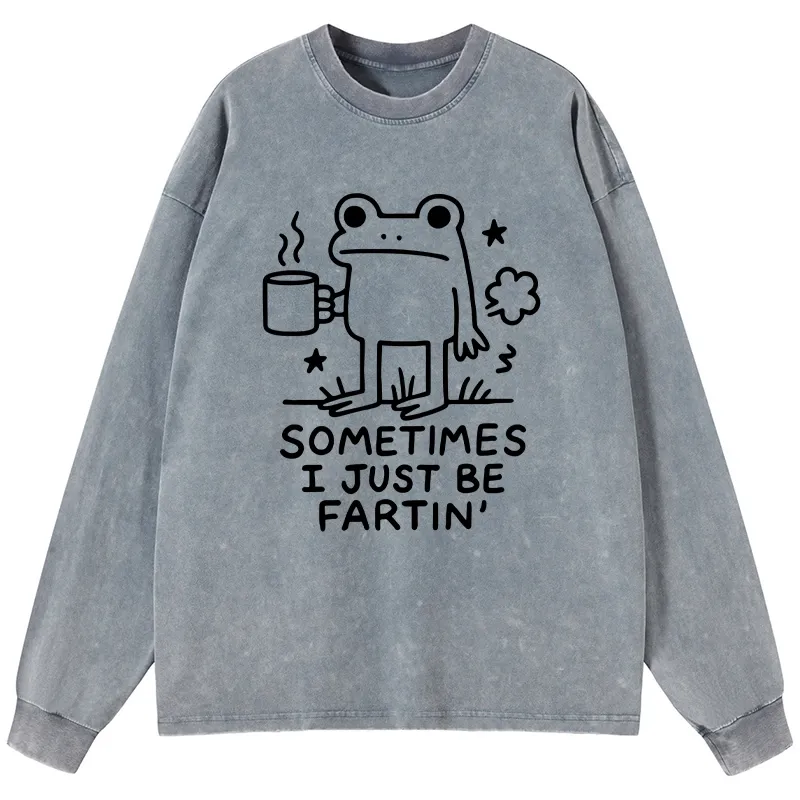 Tokyo-Tiger Sometimes A Frog Just Needs To Fart Washed Long Sleeve T-Shirt
