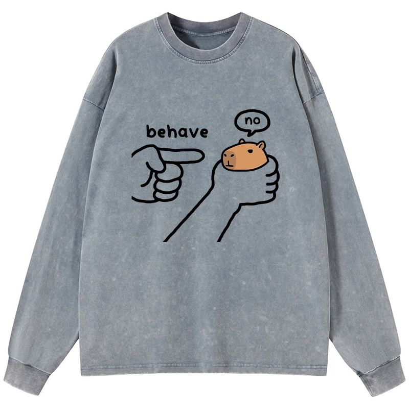 Tokyo-Tiger Dishonest Capybara Washed Long Sleeve T-Shirt