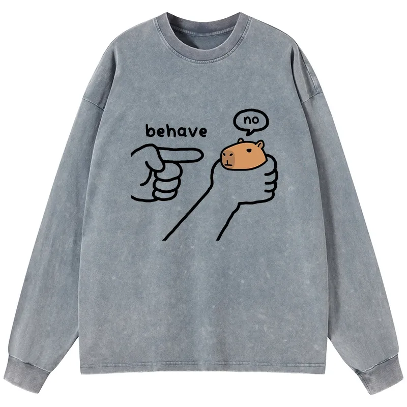 Tokyo-Tiger Dishonest Capybara Washed Long Sleeve T-Shirt