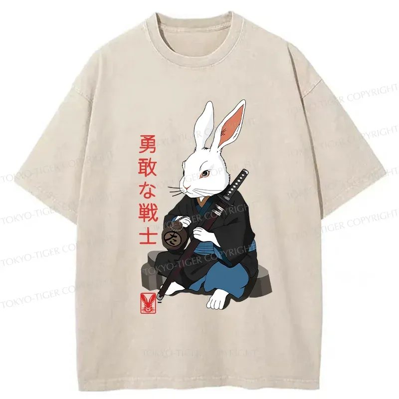 Tokyo-Tiger Rabbit Samurai Washed T-Shirt