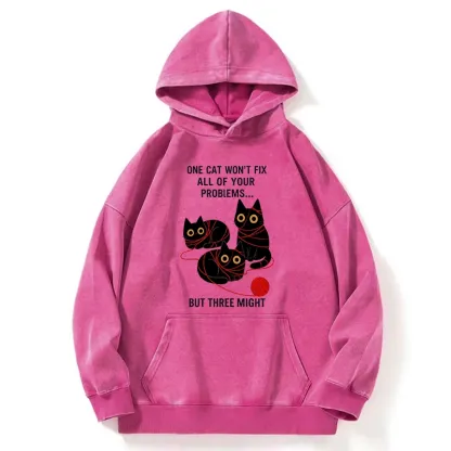 Tokyo-Tiger Three Cats Fix All Problems Washed Hoodie