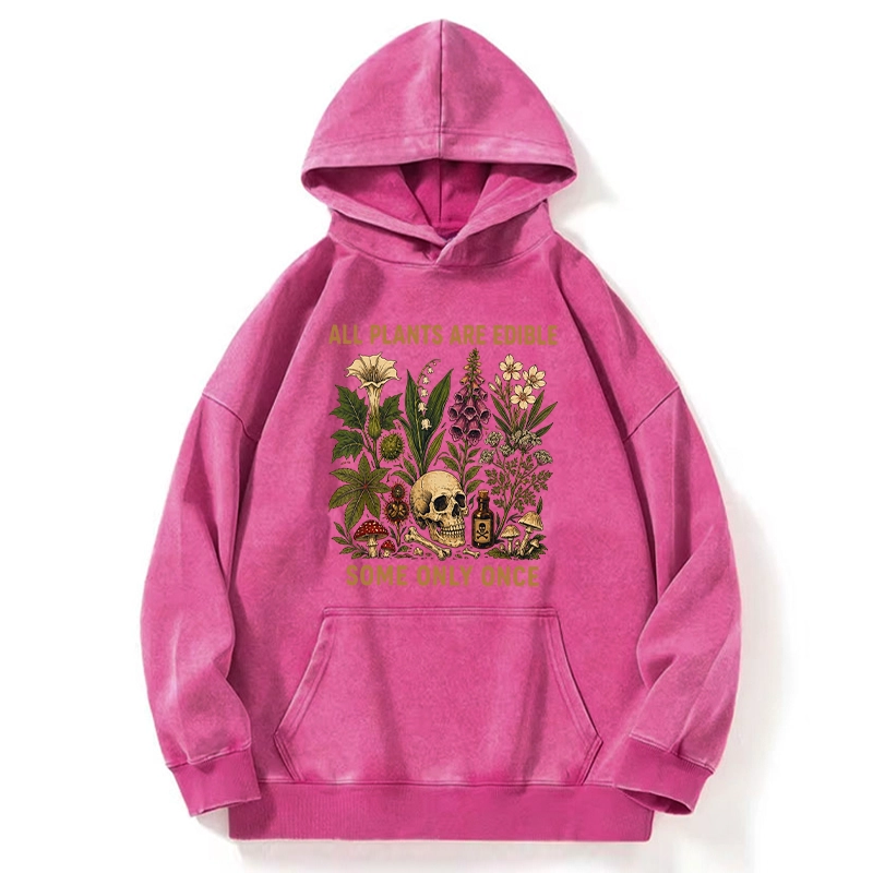 Tokyo-Tiger Edible Plants Some Only Once Joke Washed Hoodie