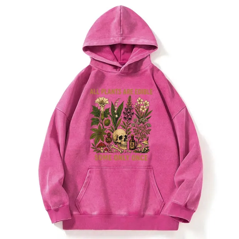 Tokyo-Tiger Edible Plants Some Only Once Joke Washed Hoodie
