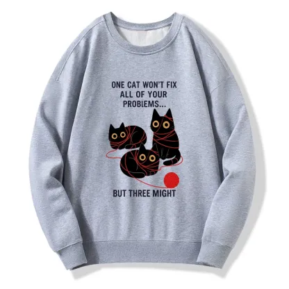 Tokyo-Tiger Three Cats Fix All Problems Classic Sweatshirt