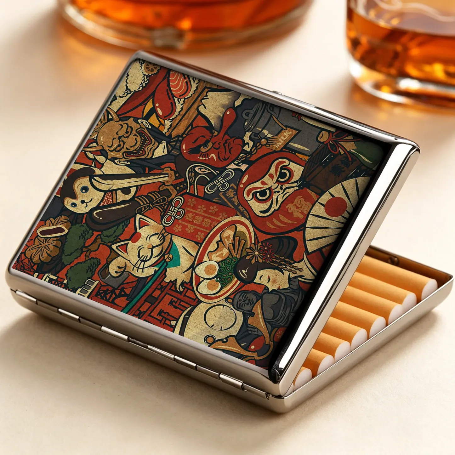 Tokyo-Tiger Japanese Traditional Elements Cigarette Case