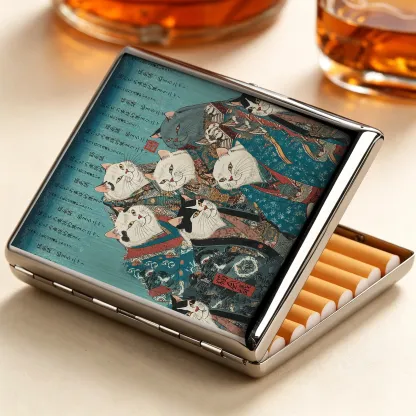 Tokyo-Tiger Formal Gathering of Ukiyo-e Cat Nobles Cigarette Case