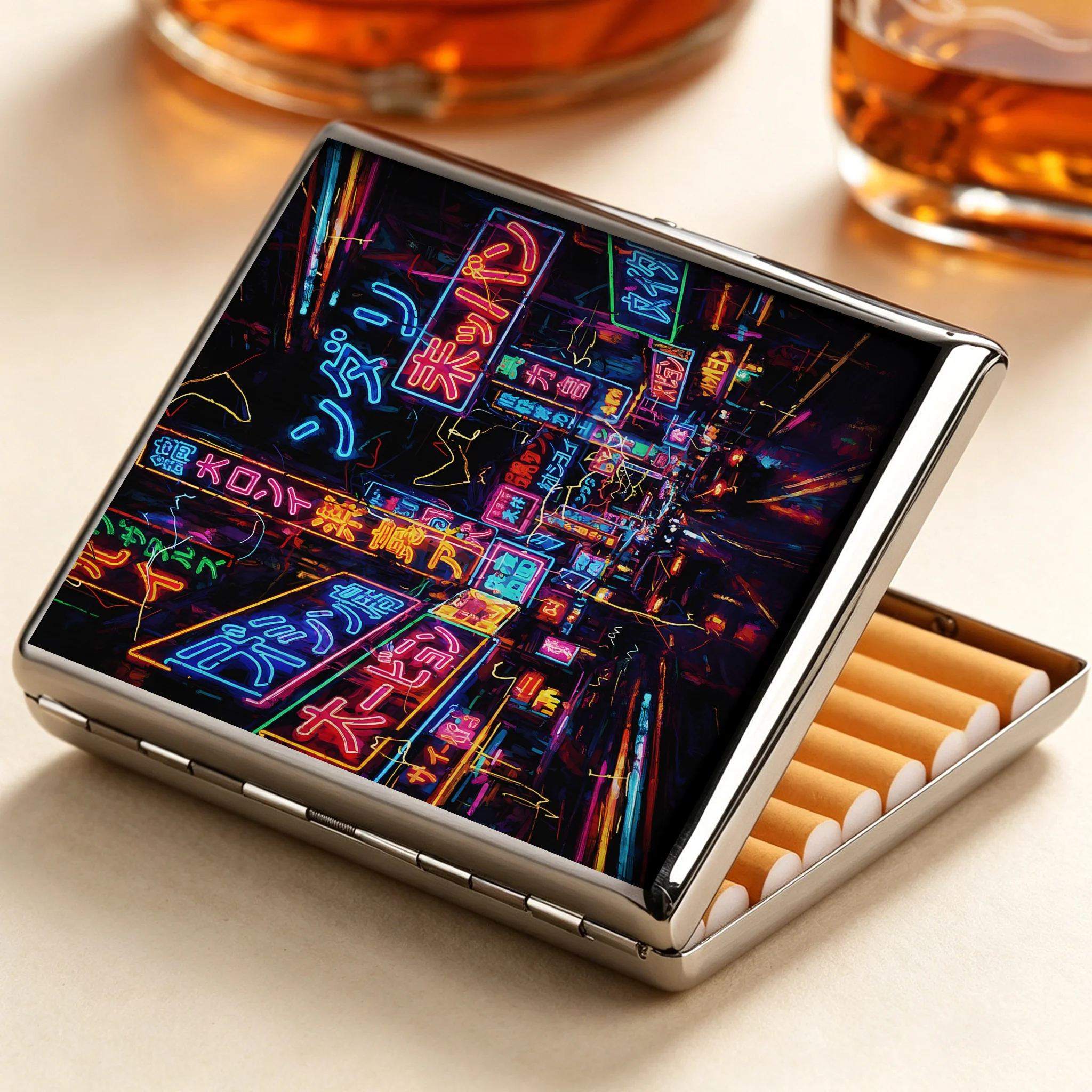 Tokyo-Tiger Tokyo Street Scene Cigarette Case